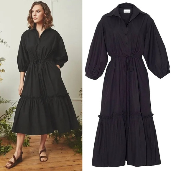 Cara Cara Hutton Dress Black Cotton Size Medium - Picture 1 of 9